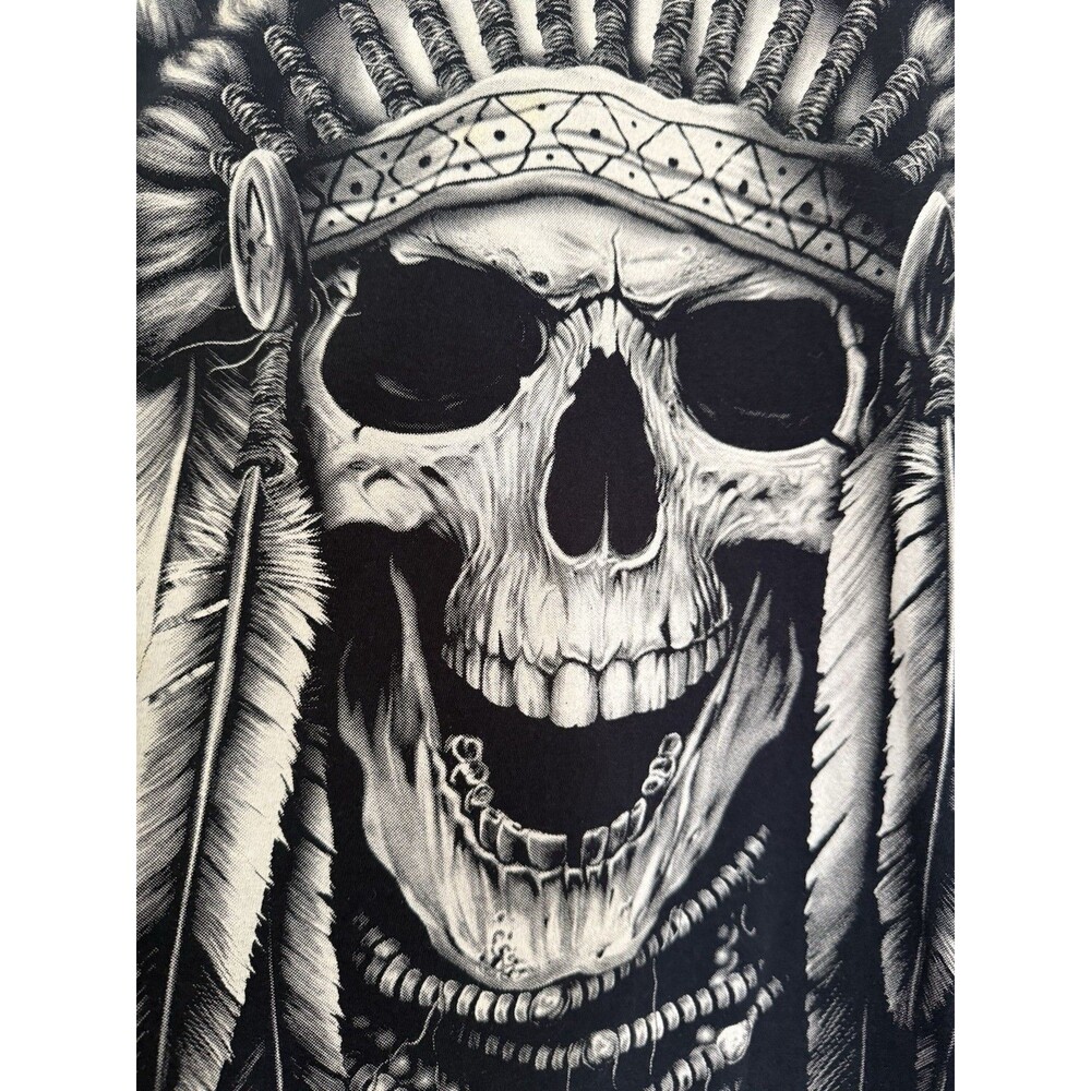 Vintage Native American Skull Shirt 2XL Mens Xtra L Graphic Black White